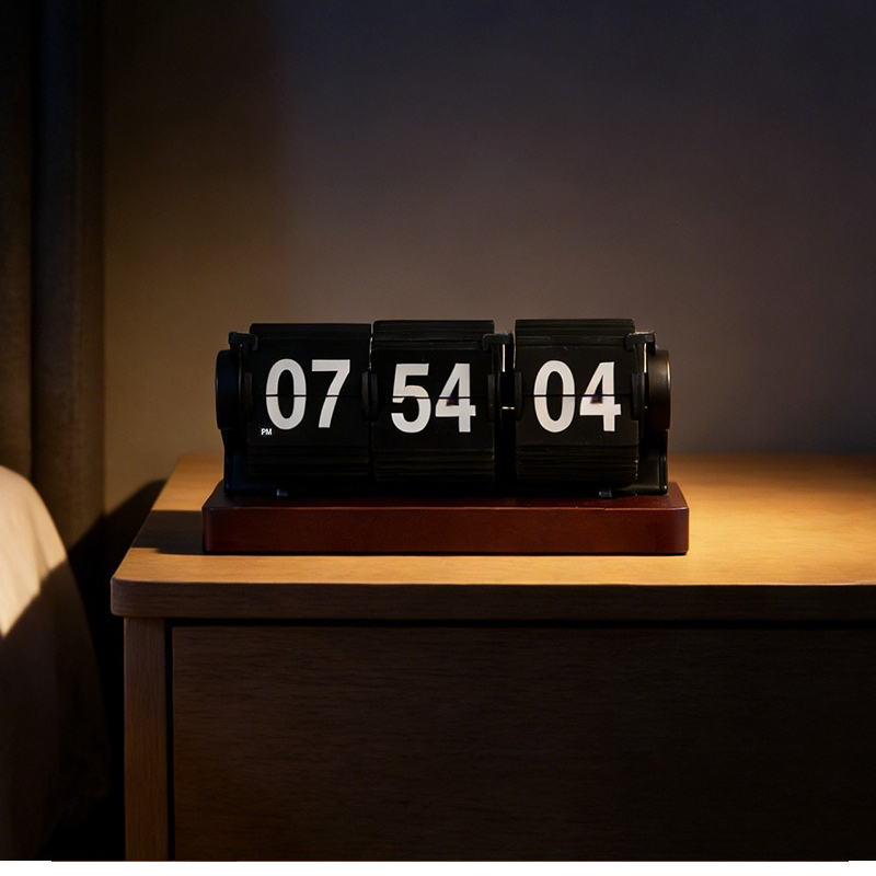 Home Office Minimalist - Horloge de bureau vintage en bois,