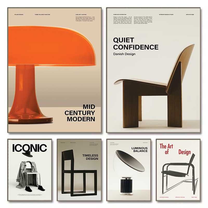 Home Office Minimalist - Affiche d'exposition de chaises Bauhaus iconiques