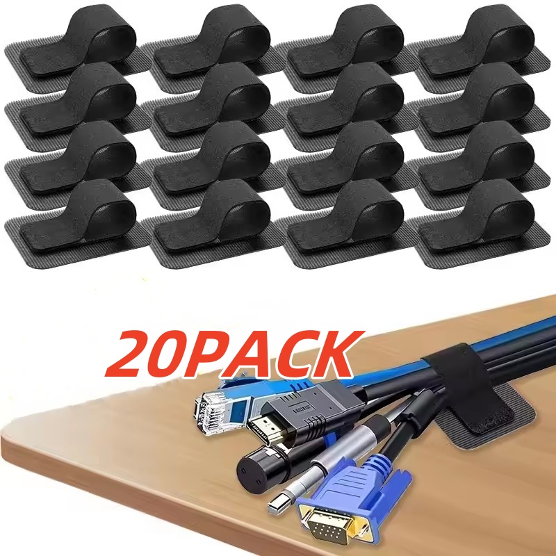 Home Office Desk - Attaches-câbles auto-adhésifs réutilisables, 4/20 pièces, sangles