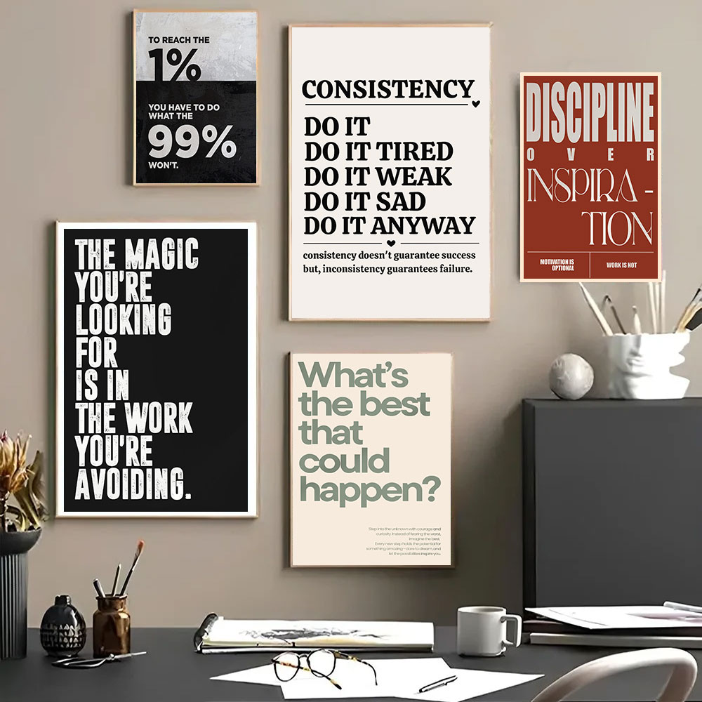 Home Office Room Inspiration - Affiche d'art minimaliste avec citations inspirantes