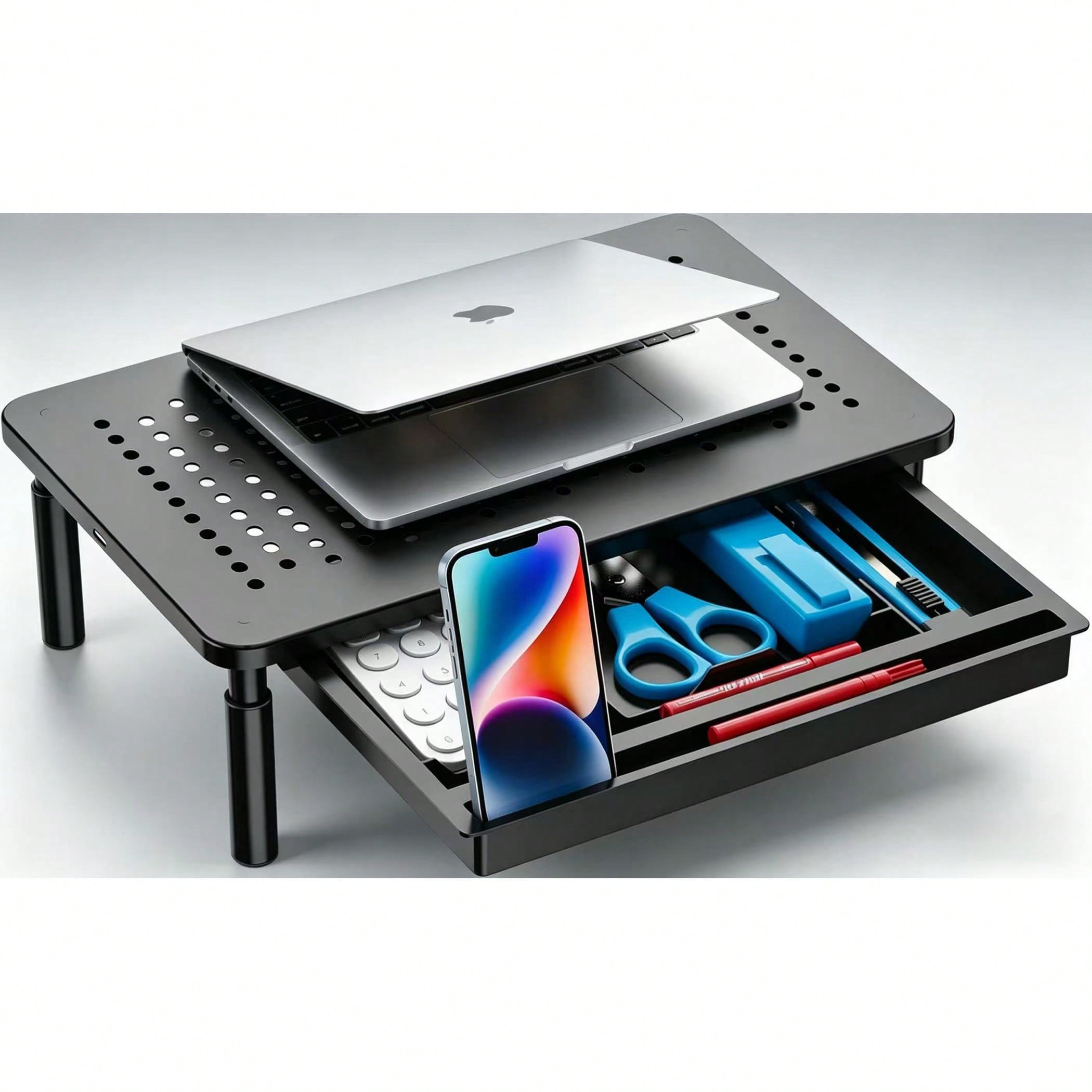 Monitor Riser Stand - Support d'écran d'ordinateur avec rangement, rehausseur