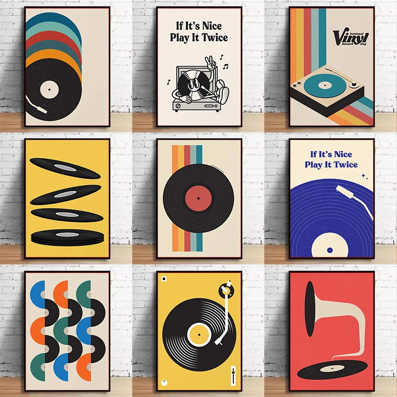 Home Office Minimalist - Impression sur toile de disque vinyle