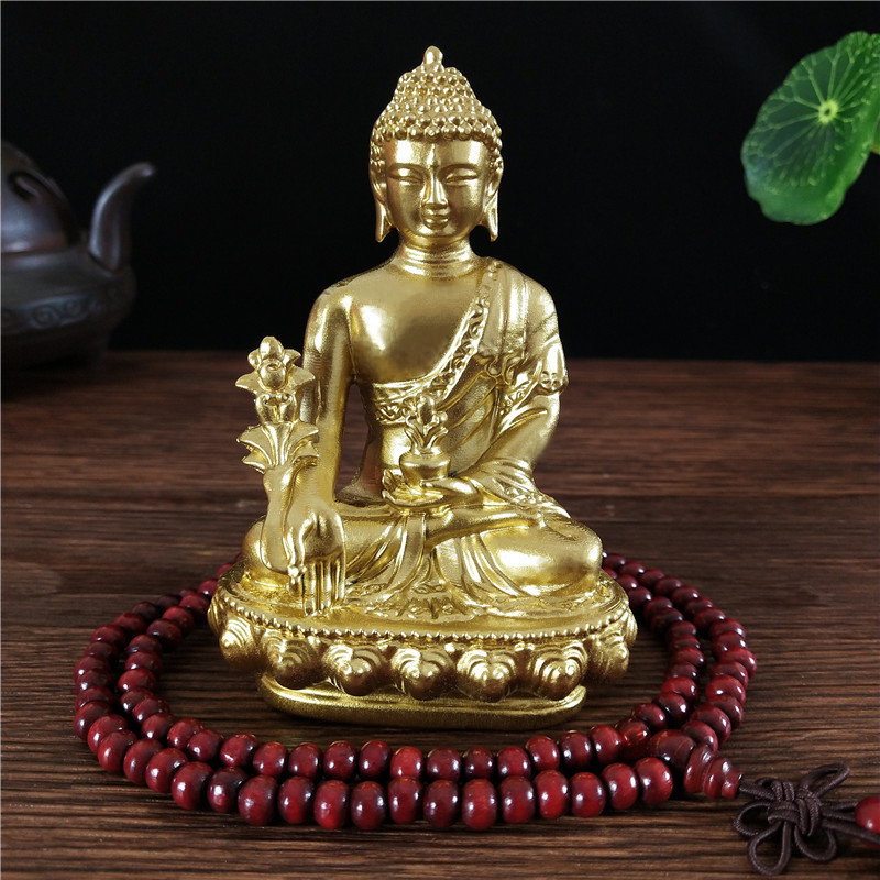 Home Office Feng Shui - Goldn médecine bouddha Statue avec collier