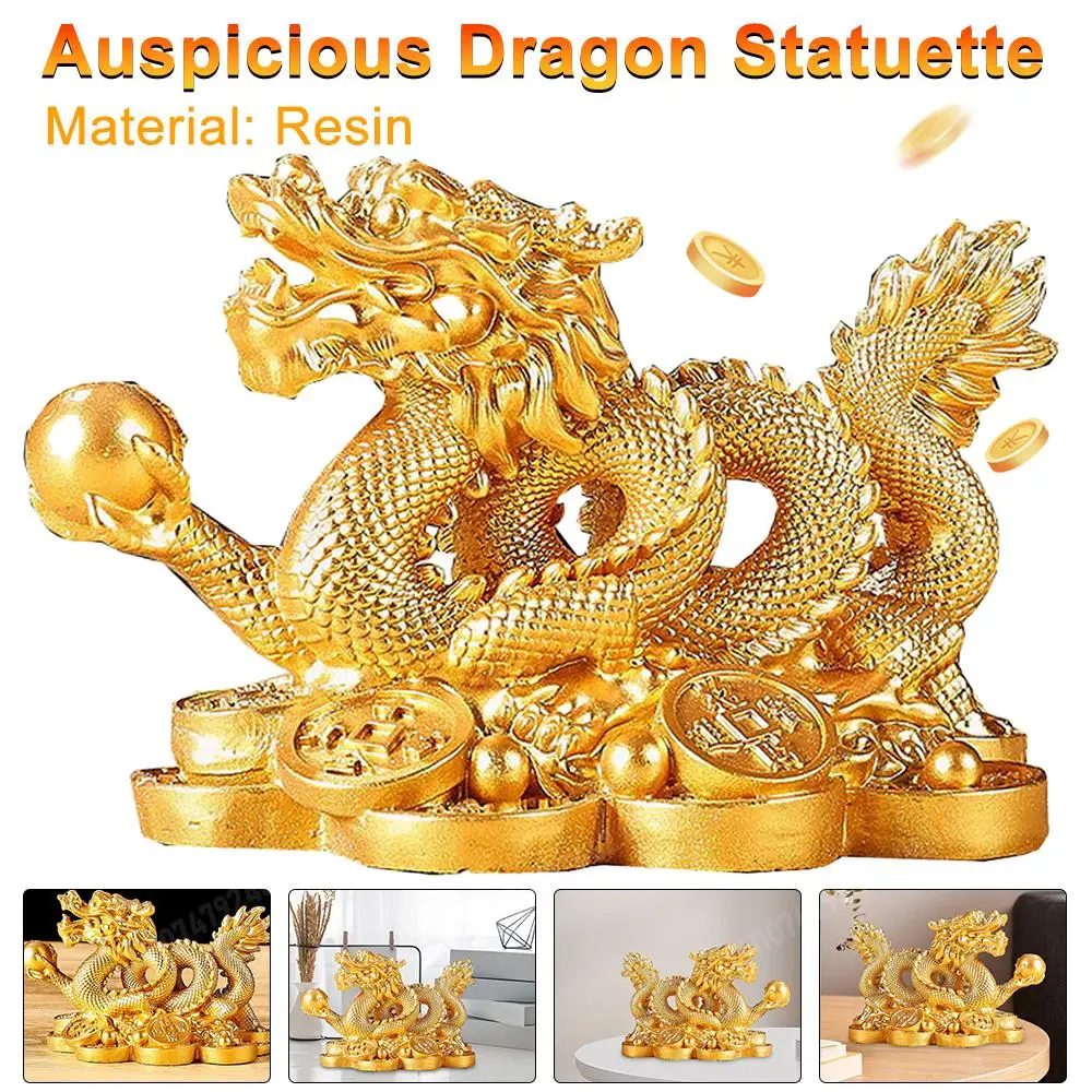 Home Office Feng Shui - Sculpture de dragon en résine, argent