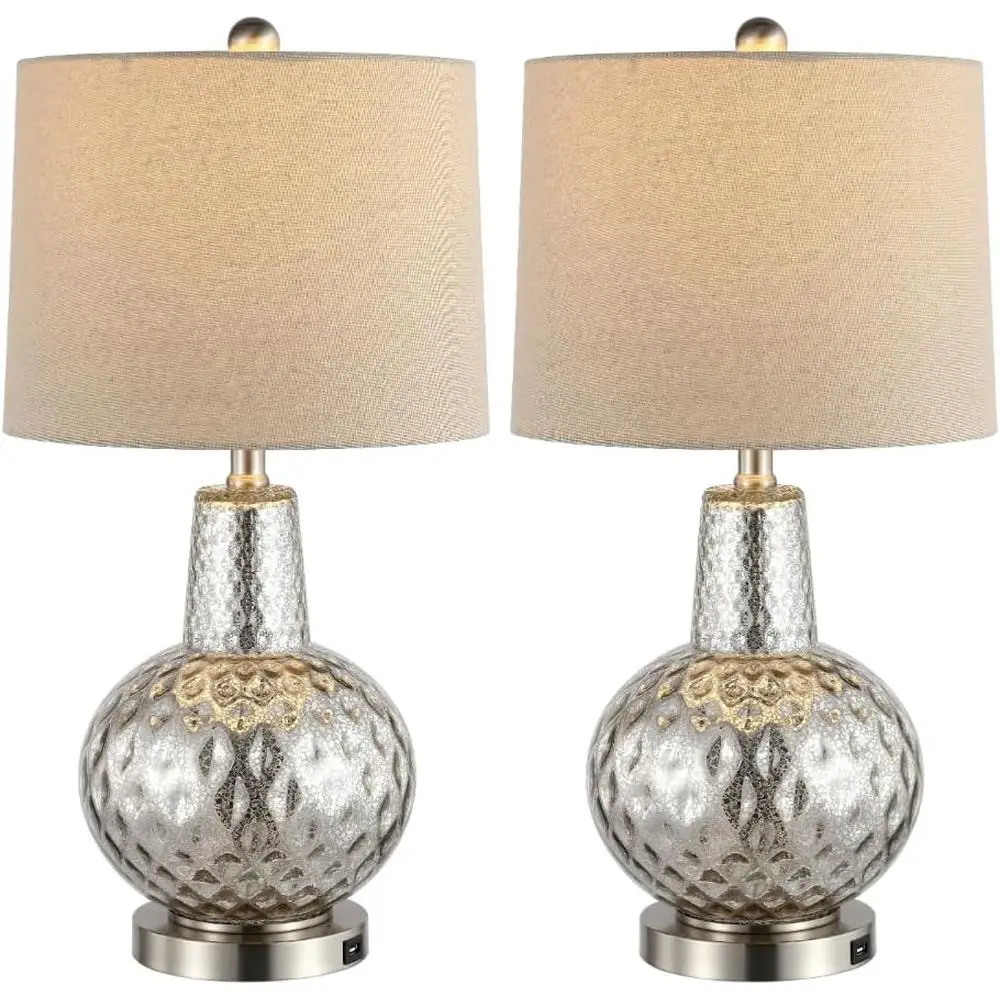 Home Office Desk - Lampe de table LED argentée/ivoire de