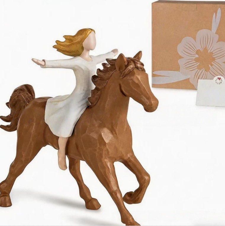 Home Office Room Inspiration - Figurine en résine de fille chevauchant