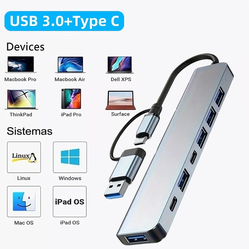 Hub USB3.0 2 en 1, 7 ports, ex - Home Office For Mac avis et prix
